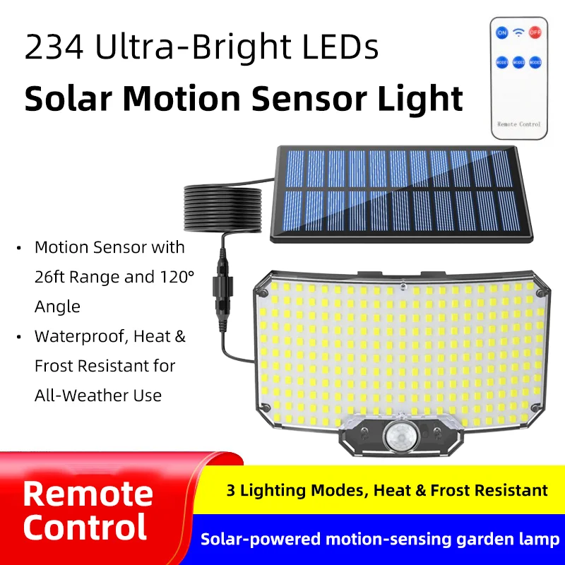 

High Power 234 LED Solar Motion Sensor Light, Outdoor Waterproof Security Lamp with Remote Control