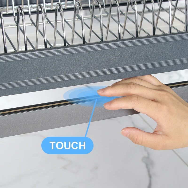 Stainless Steel Aluminum Storage Automated Lifting Basket Kitchen Cabinet Wall Mount Hanging Automated Basket