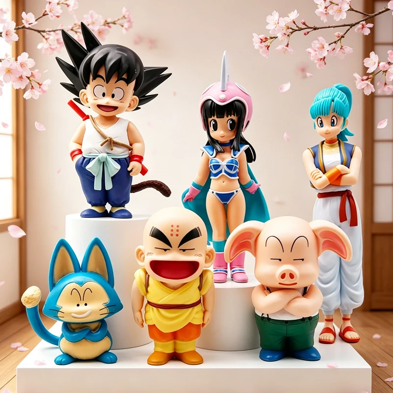 

6pcs Dragon Ball Son Goku Anime Figures Krillin Fuguire Childhood Cute Model Figures Collectible Desk Statue Model Toys Gifts