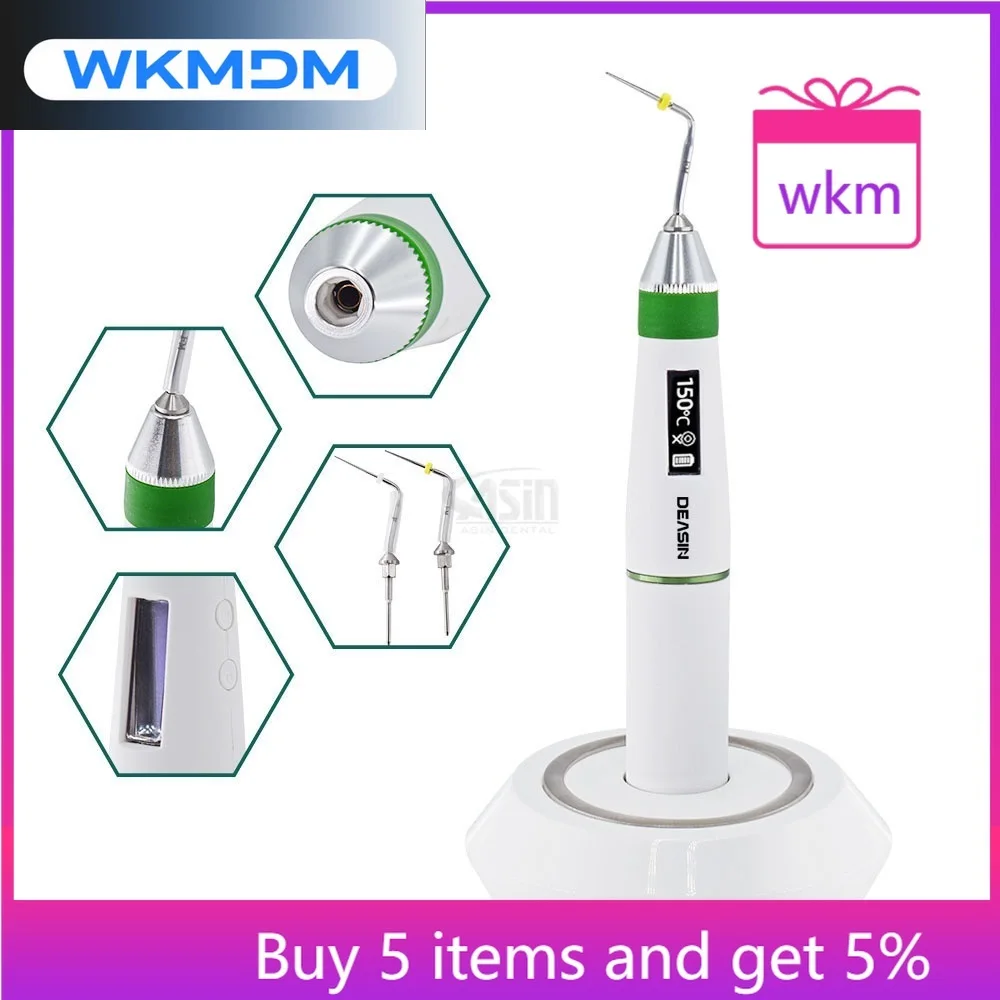 den tal Cordless Wireless Gutta Percha Obturation System Endo Heated Pen With 2 Tips Digital Display Dentist Lab Equipment