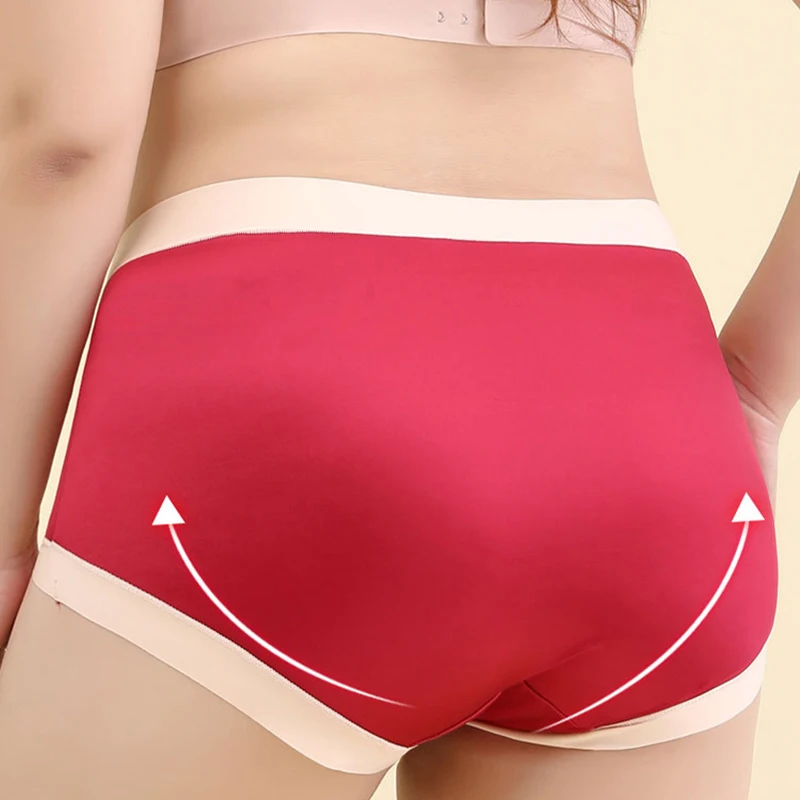 Luxury Satin High Waist Underwear Women\'s Seamless Large Size Briefs Ice Silk Sexy Ladies Panties Elastic Breathable Underpants