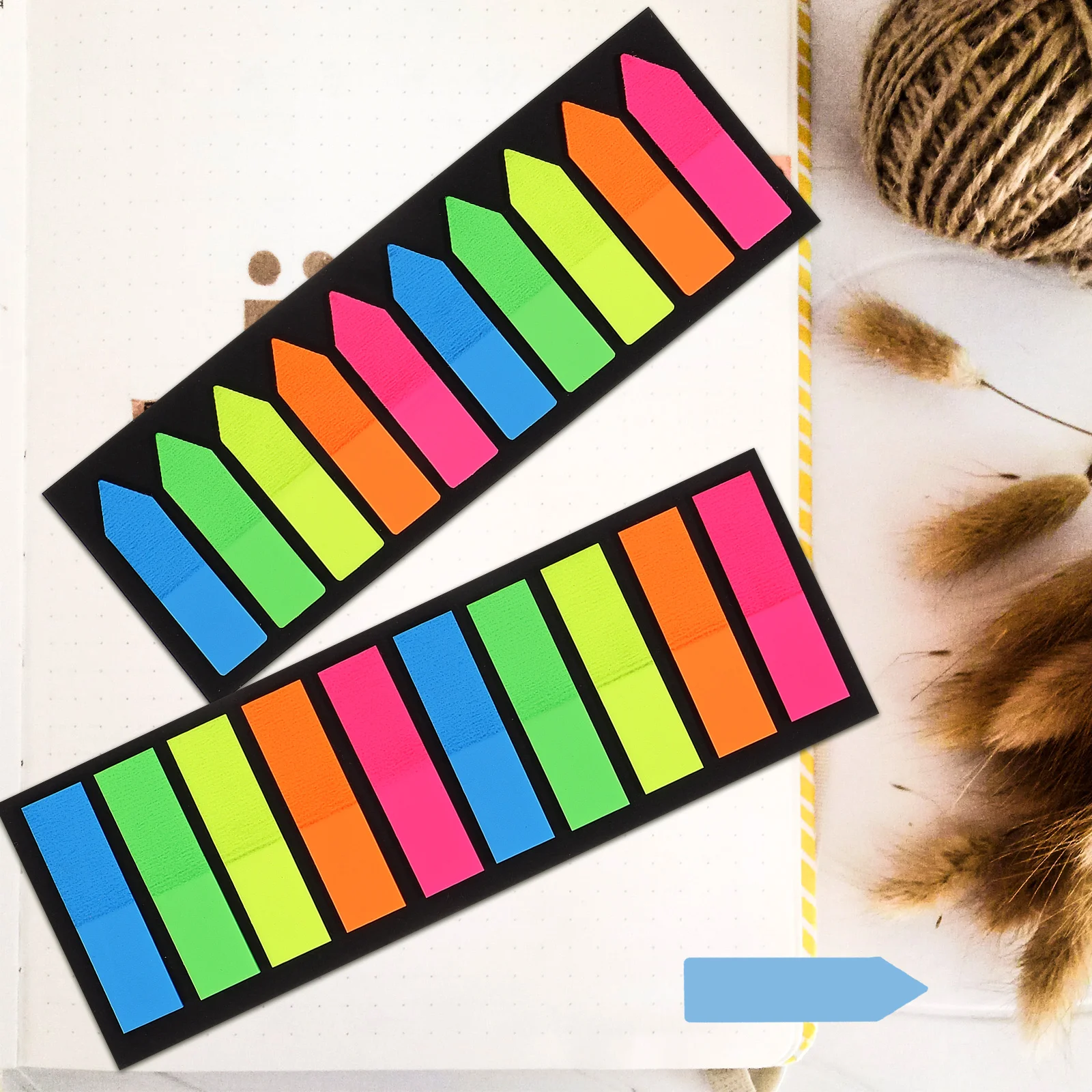 

Fluorescent Pointed Stickers 2 Sets 10 Colors Sticky Tabs Index Markers Page Bookmarks Notebook Annotations Study Work