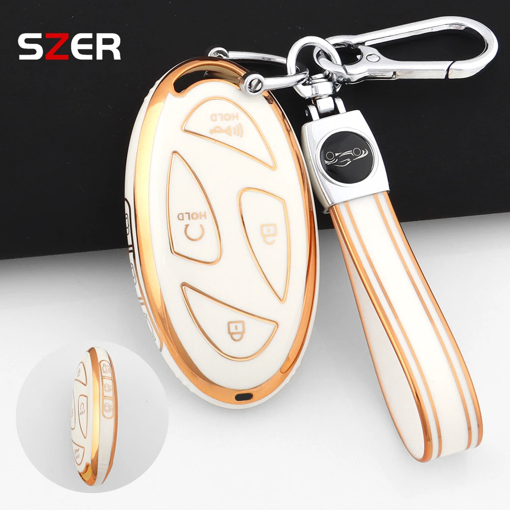 حافظة مفاتيح ذكية عن بعد للسيارة من البولي يوريثان غطاء شل لسيارة Hyundai IONIQ 6 سباق كبيرة جديدة GN7 Kona 5 7 أزرار حامل محمي بدون مفتاح فوب