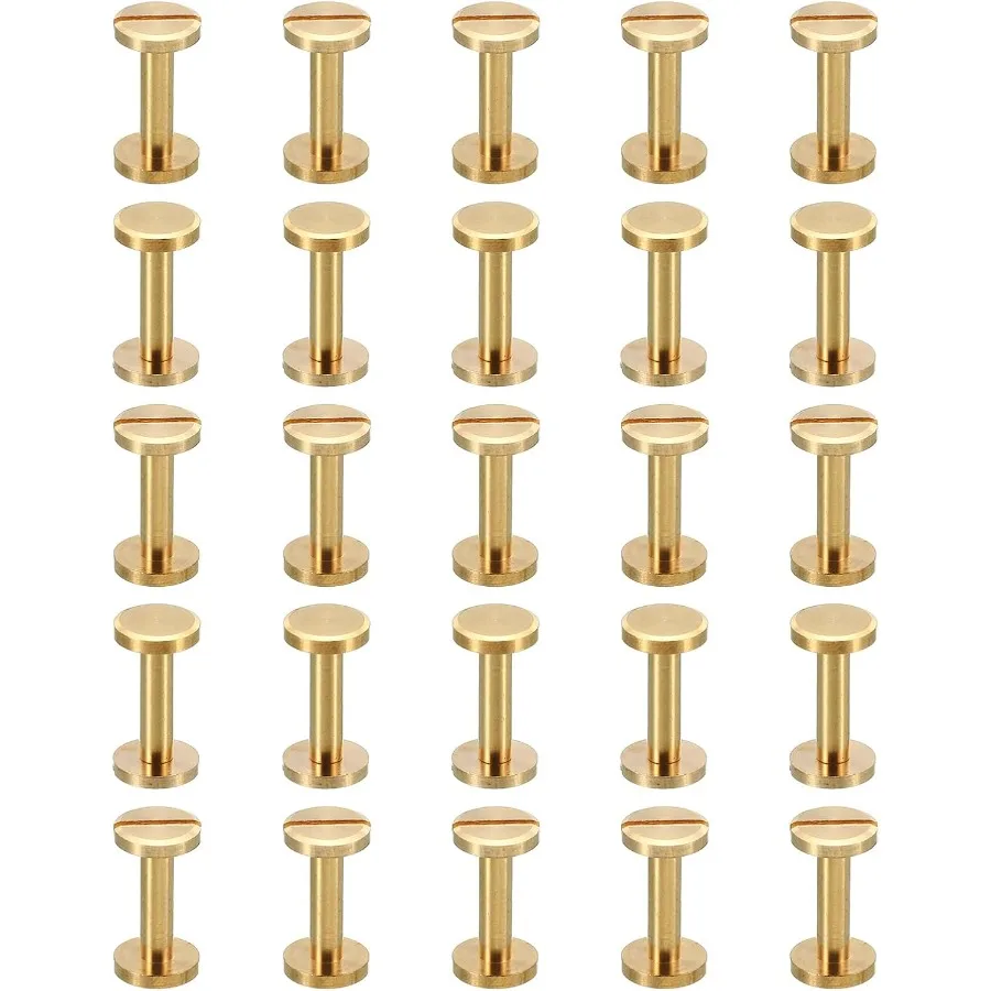 

25 комплектов винтов Chicago M4x16 мм, винт Chicago с прорезями, винты для крепления, заклепки, латунные крепежные детали, разъемы для кожаного ремня