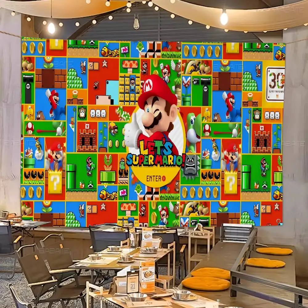 Game Super M-Marios Cartoon Flag Art Science Fiction Room Home Decor Wall Hanging Home Decor Banner