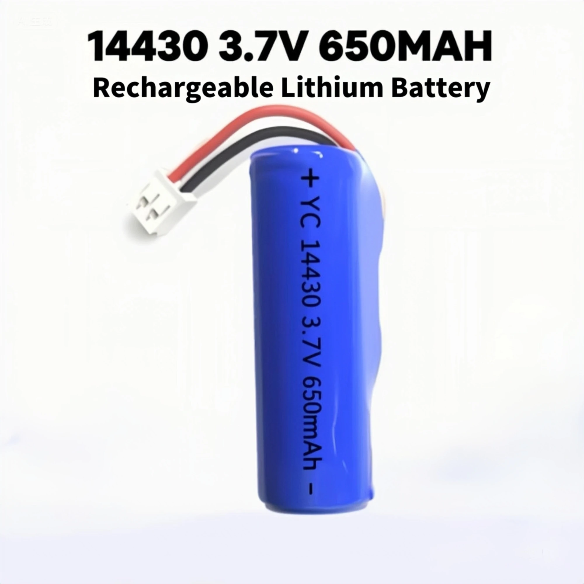 

14430 Rechargeable Lithium Battery with Connector Wires 3.7V 650mAh USB Charging Cable for Radio Speaker Headlamp Walkie talkie