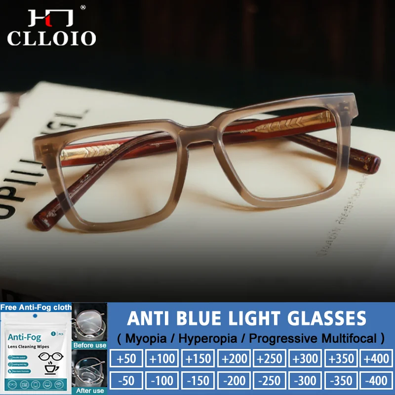 

Оптические оправы CLLOIO в стиле ретро для мужчин, модные большие квадратные оправы с защитой от синего света, очки для чтения и коррекции близорукости по рецепту