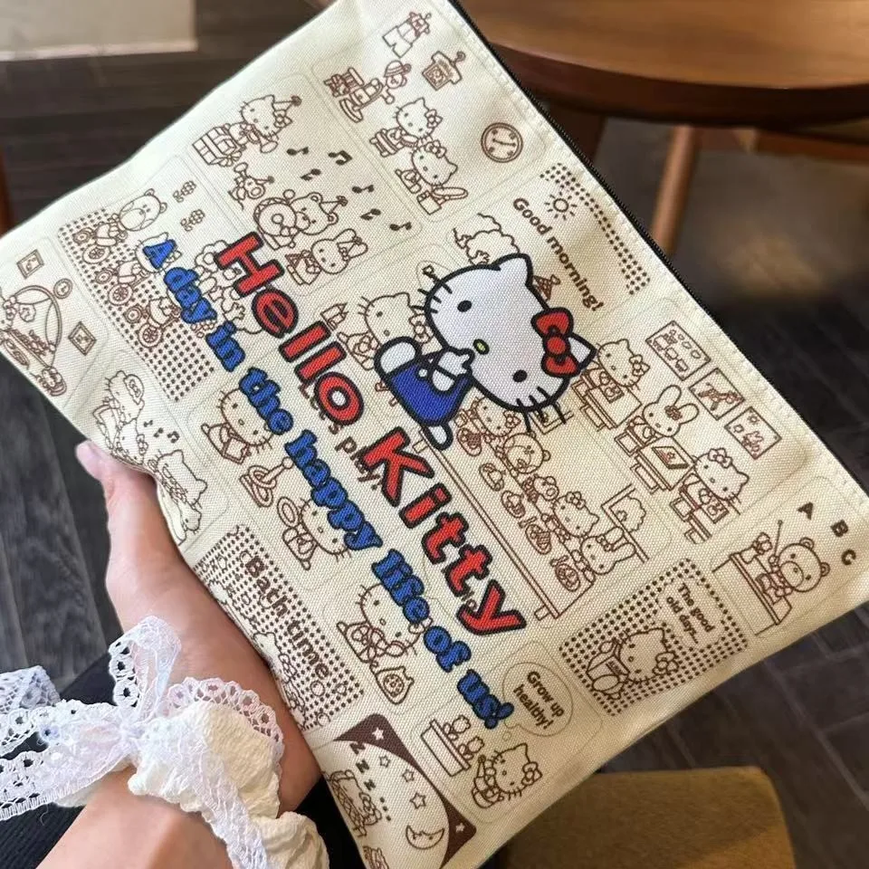 

Sanrio Hello Kitty Girls Cosmetic Bag Cute Cartoon KT Cat Storage Bag Pencil Case Stationery Coin Purse Holiday Gifts