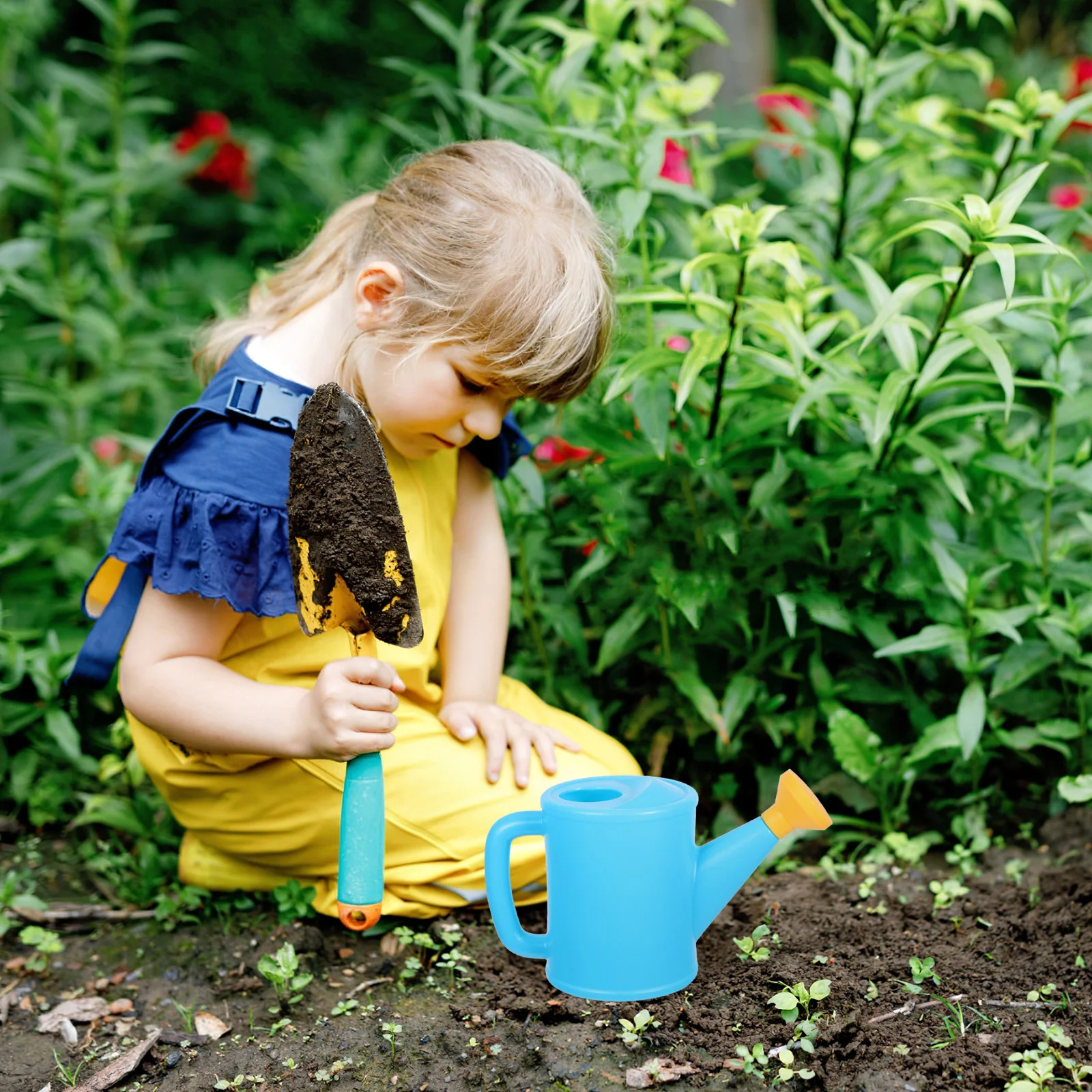 علبة سقاية للأطفال الصغار من البلاستيك سهلة الاستخدام، أداة حديقة خفيفة الوزن للأطفال، زهور عصارية، رمل خارجي #5