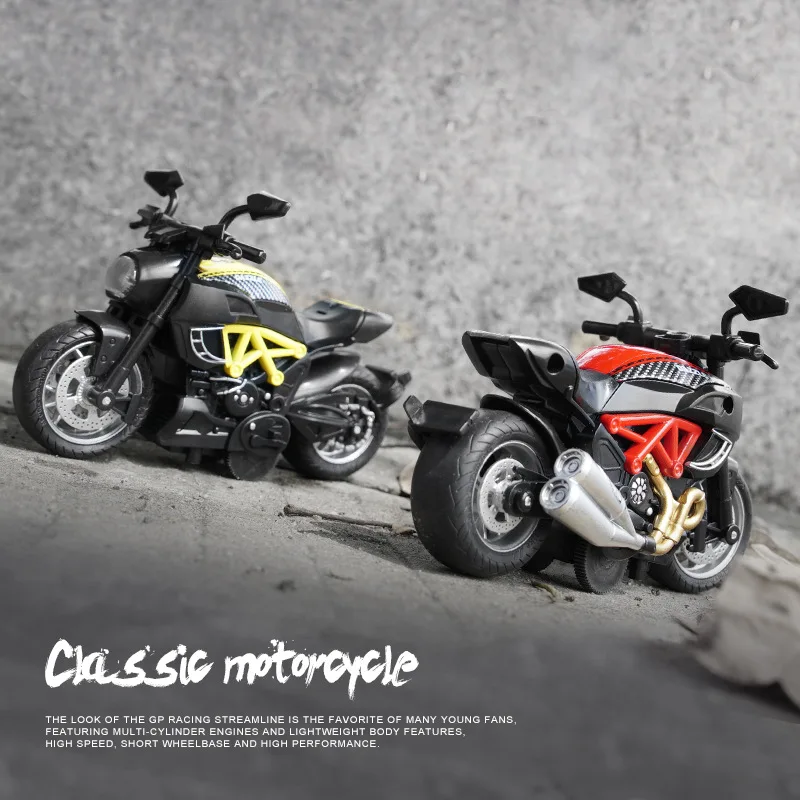 New 1: 14 Classic Rock Motorcycle Model Car Toys High Simulation Mixed Metal Movable Racing Lights Holiday Gifts Toys for Boys