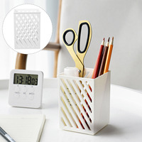 2Pcs Wall Mounted Pen Holder Plastic Makeup Brush Holder Pencil Case Simple Style Pen Organizer Storage Box for Home Office