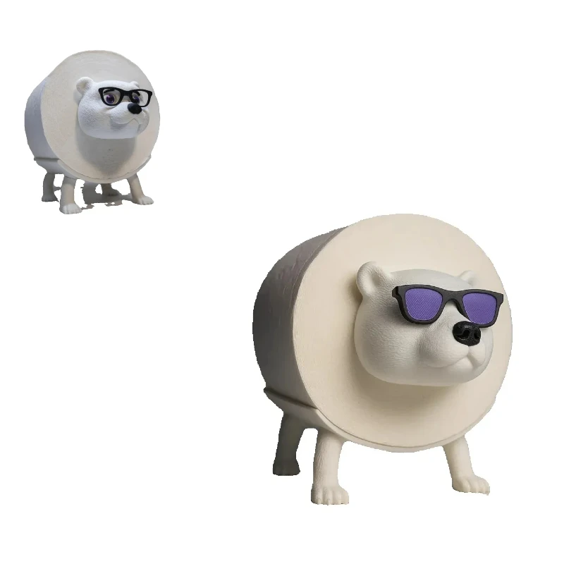 Roll Paper Holder Funny Bear Paper Towel Holder Cartoon Sunglass Ornament Space-Saving Dispenser for Farmhouse Cottage Counter