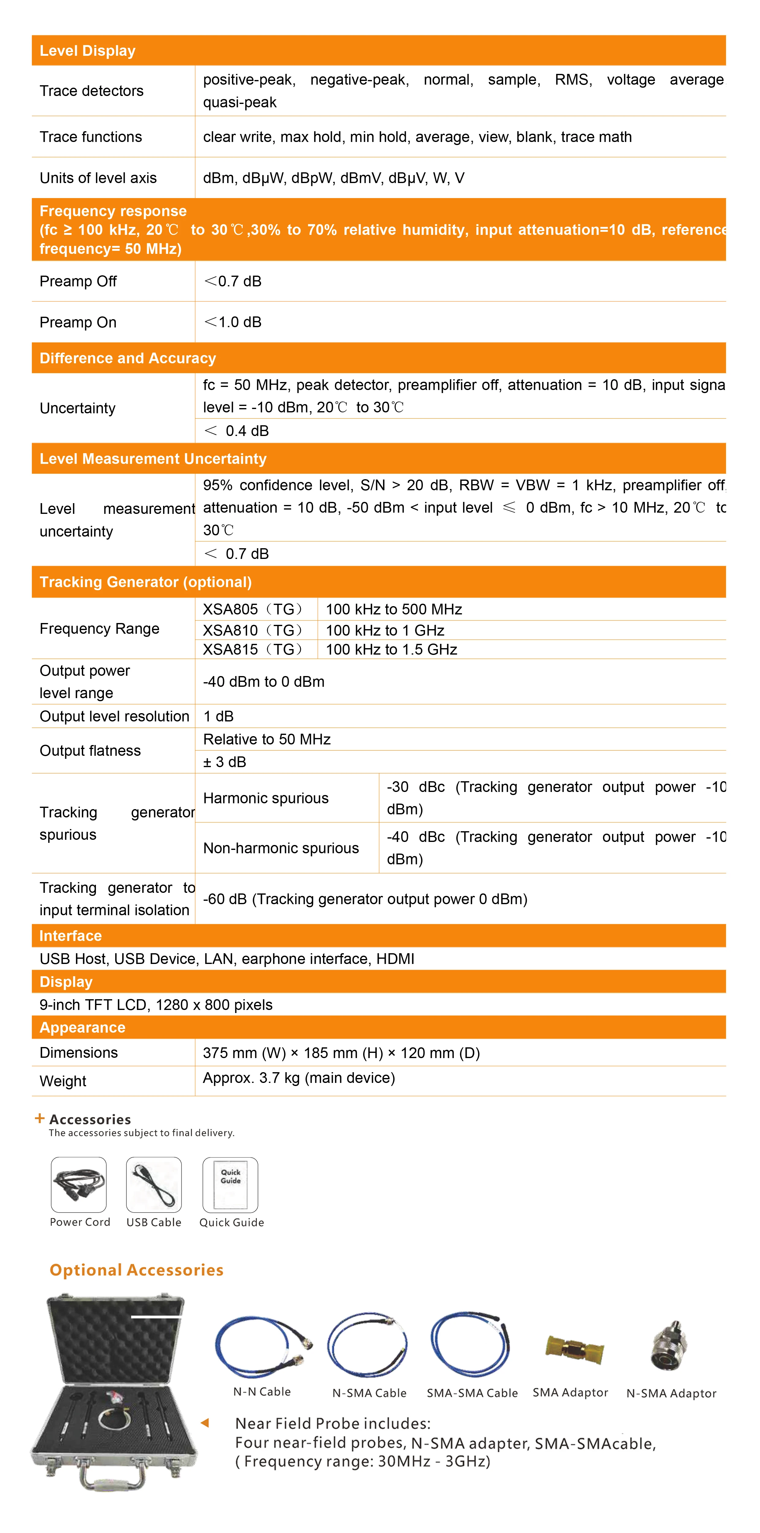 OWON XSA800-Serie Spektrumanalysator Frequenzbereich von 9 kHz bis 1,5 GHz Auflösungsverhältnis 1280×800 9 Zoll LCD XSA805/815 – Detail 9