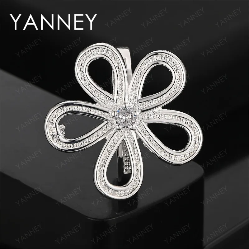 

Brand New 925 Sterling Silver Exquisite Flower Ring Women Fashion Gift Party Jewelry Accessories Simple Wholesale