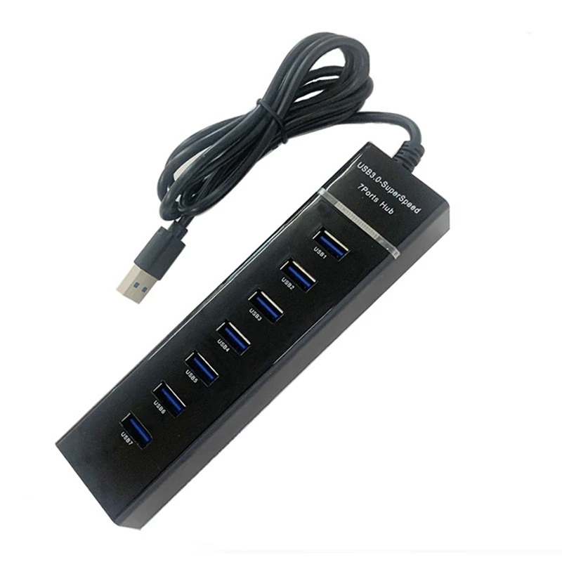 1 PC USB 3.0 USB 2.0 7 Ports Hub ABS Splitter Adapter Cable Length 120Cm For Desktop PC Laptop Keyboard Mouse Mobile Hard Disk