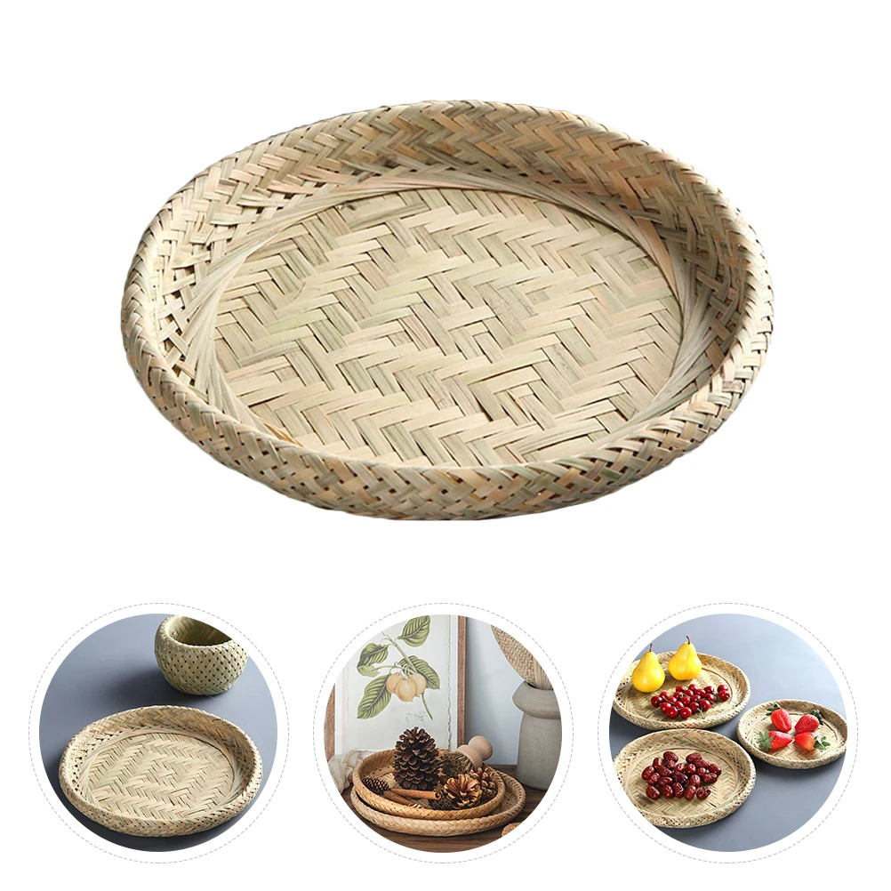 

Bamboo Basket Woven Fruit Container Large Storage Disc for Kitchen Party Food Serving H made Eco Friendly Storage Basket