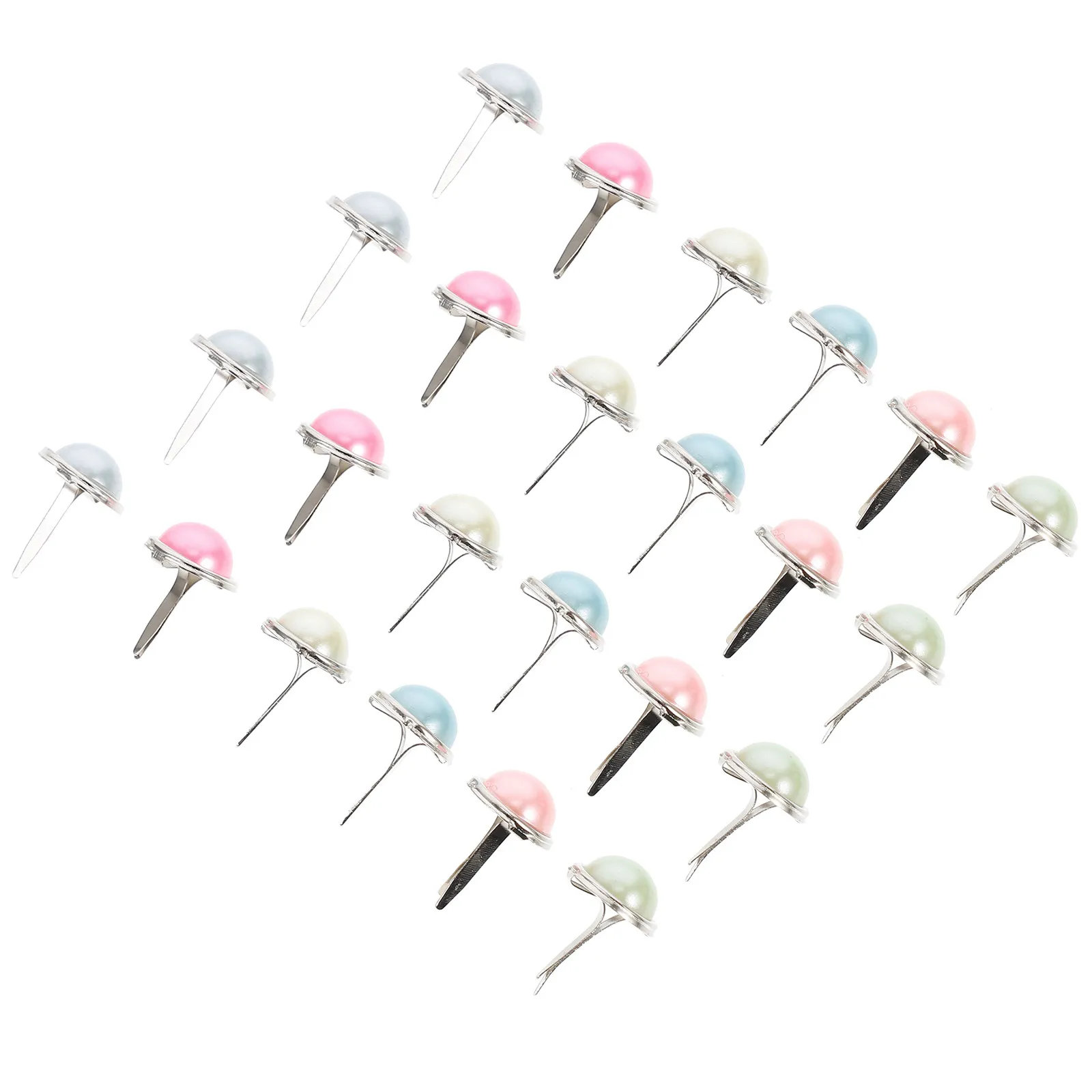 

50Pcs Ductile Tough Metal Brads Round Pearl Design Mini Paper Fasteners for Scrapbooks Cards Photos Ribbons Craft Decoration