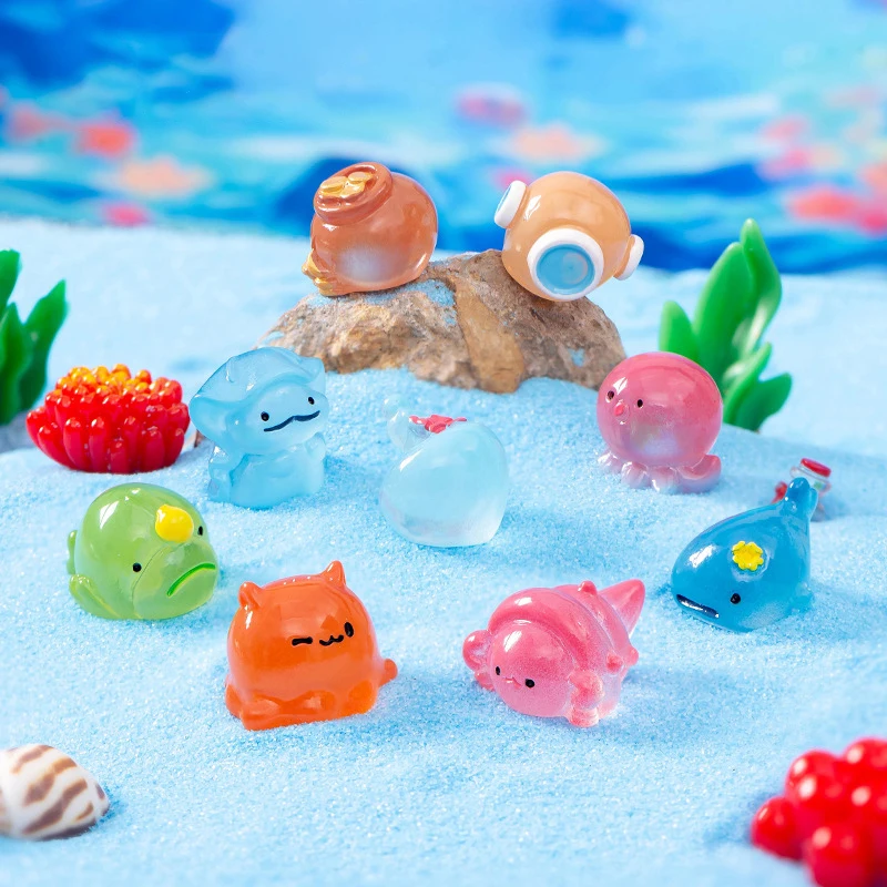 New Creative Mini Marine Animals Ornament Miniature Figurine Cute Resin Small Ornaments DIY Home Decoration Accessories Gifts