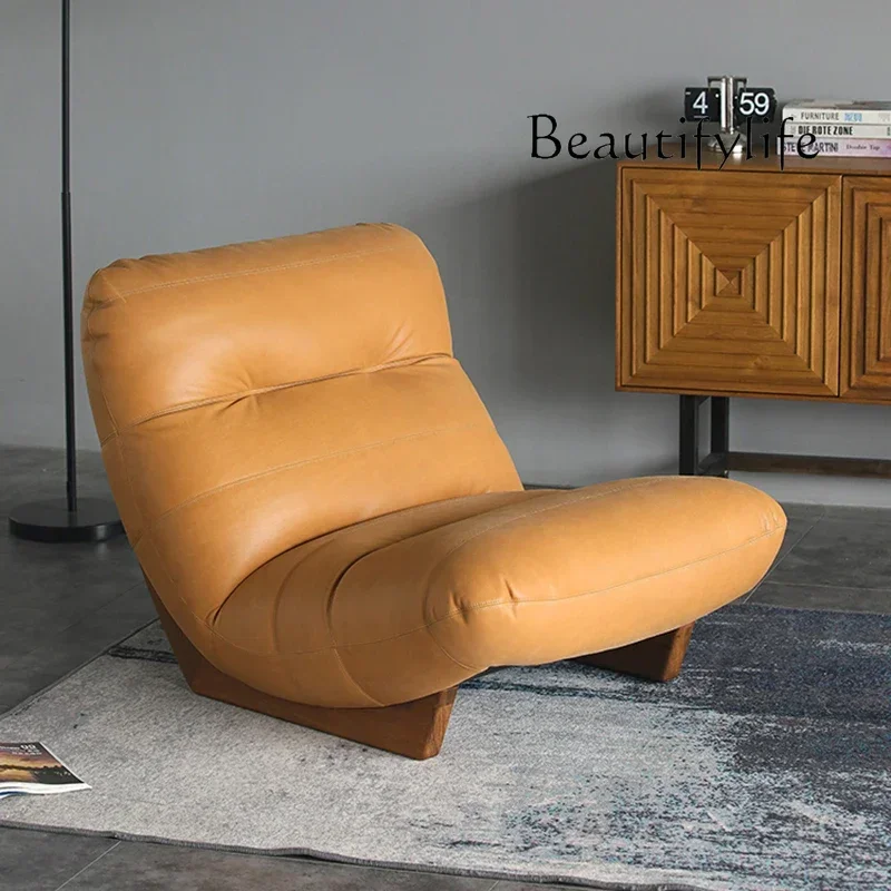 

bedroom lazy sofa Nordic Italian leather sofa home decor Medieval style household single sofa living room