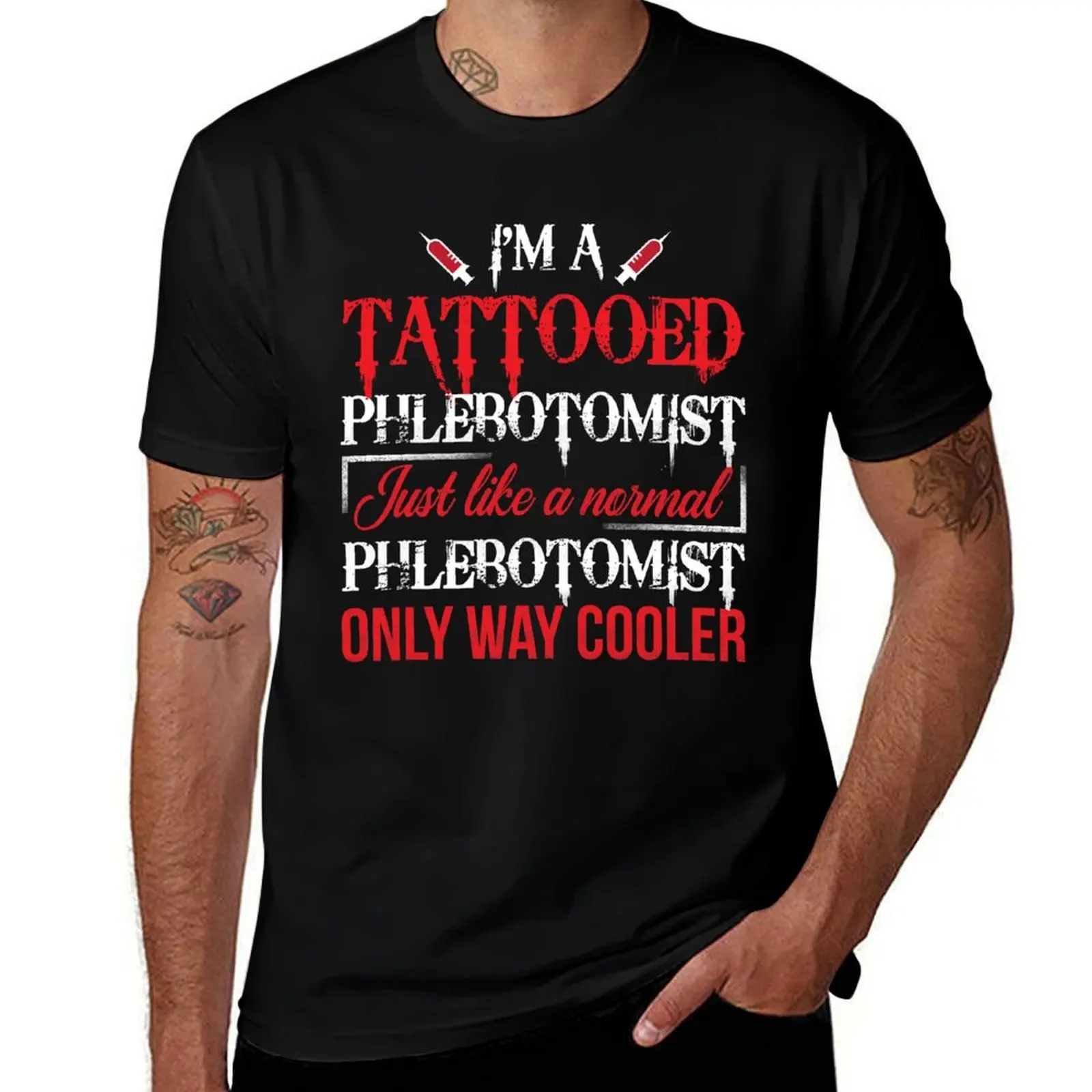 

100% T-Shirt cotton Gift Funny Phlebotomy shirt t For Lovers man Tattoo tshirt plain