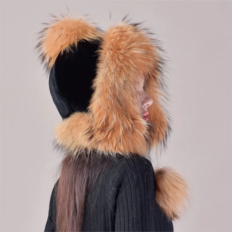 

Thickened woolen hat warm cute and fluffy ear-protecting windproof