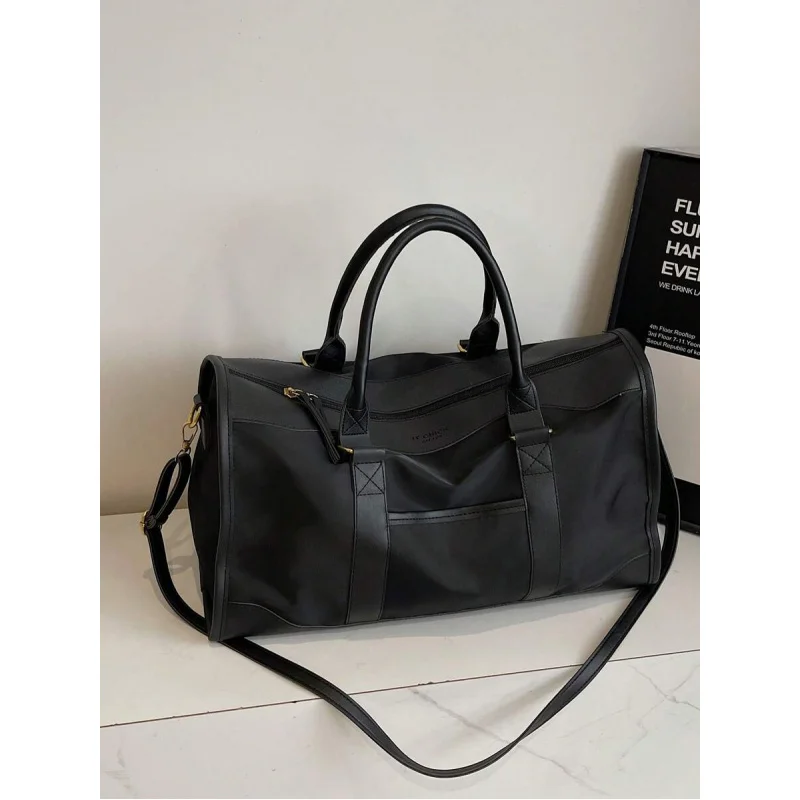 

1pc Women's Color Block Boston Handbag, Large Capacity Patchwork Pillow Bag, Suitable For Vacation, Travel, Office, Gym