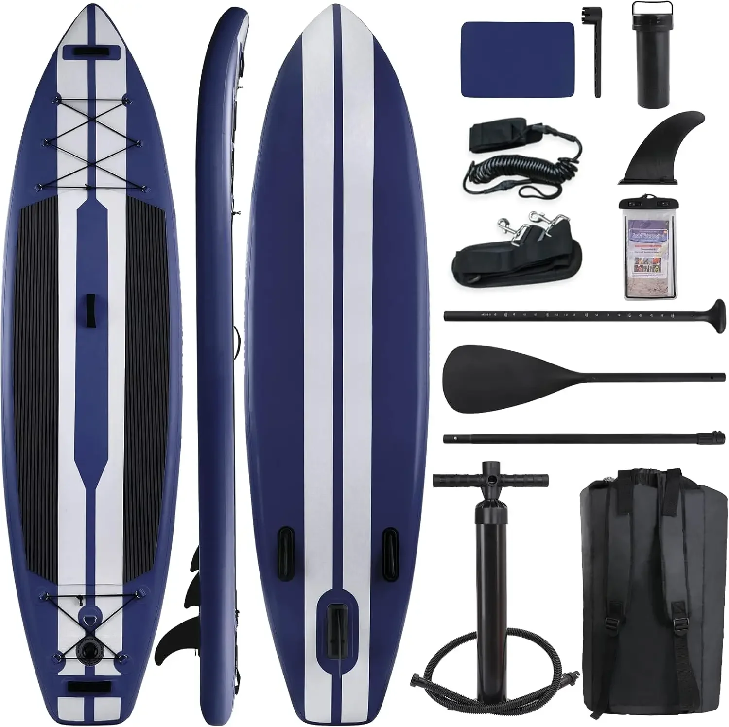 11FT Inflatable Stand Up Paddle Board, 3 Fins Paddleboard with Full SUP Accessories for All Skill Levels, Portable Two-Way Hand