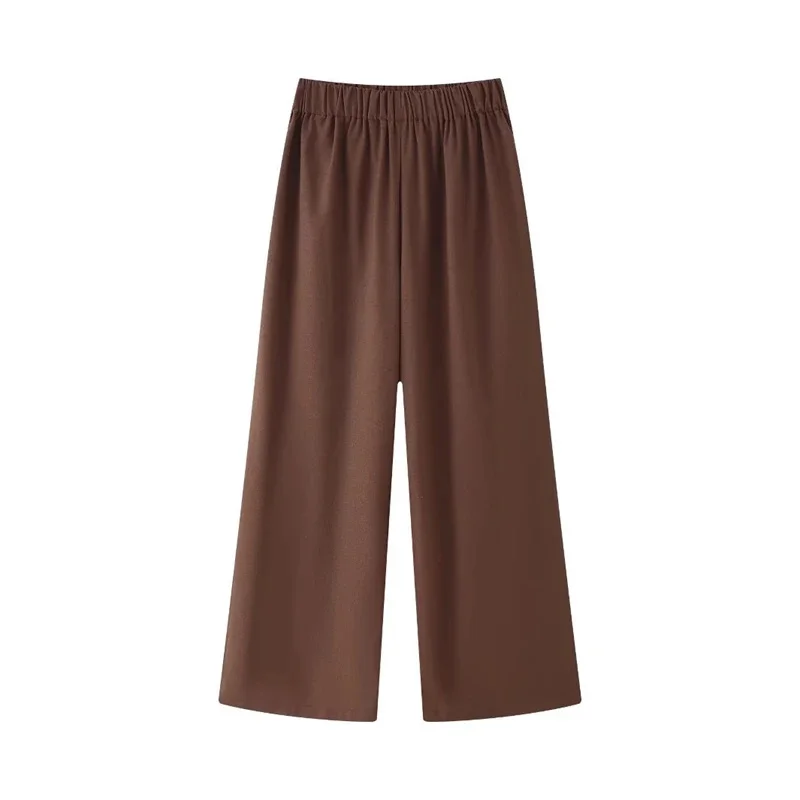 Fashion Half Bubble Sleeve V-neck One Button Shirt Sets Loose Cotton Linen High Waist Wide Leg Pant New Female Solid Casual Set