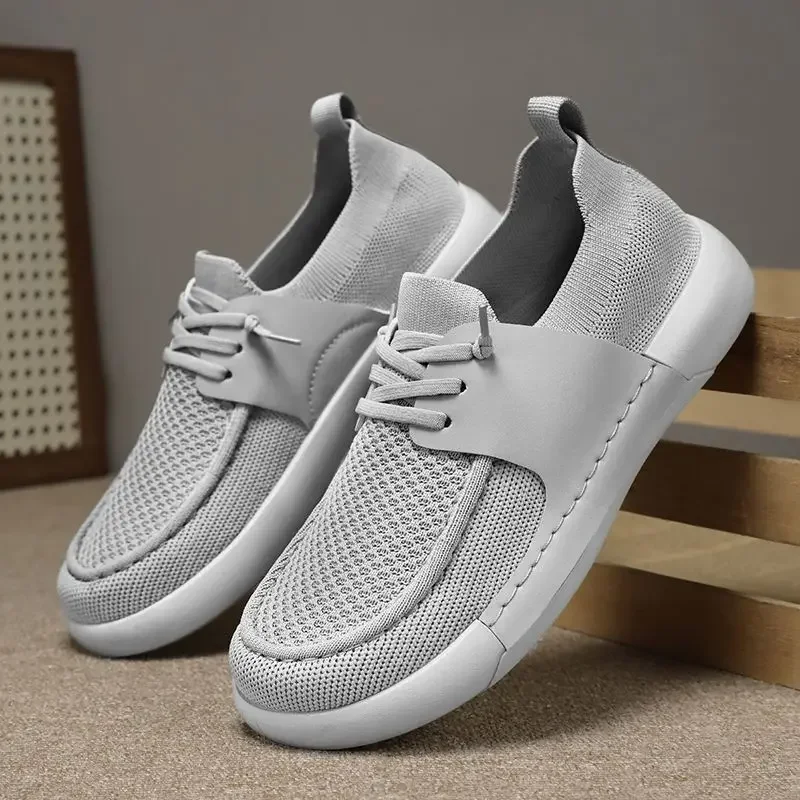 

Кроссовки для молодых студентов, серые мужские повседневные туфли с круглым носком, сетчатая однотонная дизайнерская роскошная обувь для отдыха, дешевая распродажа на мужской обуви