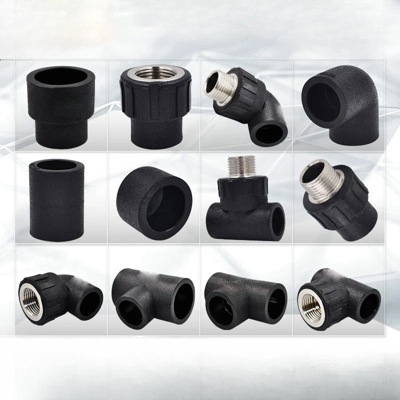 PE Water Pipe Fittings Reducer Direct Elbow Tee Water Supply Pipe 6 Points Internal and External Wire Joint Fittings 4 Points 20