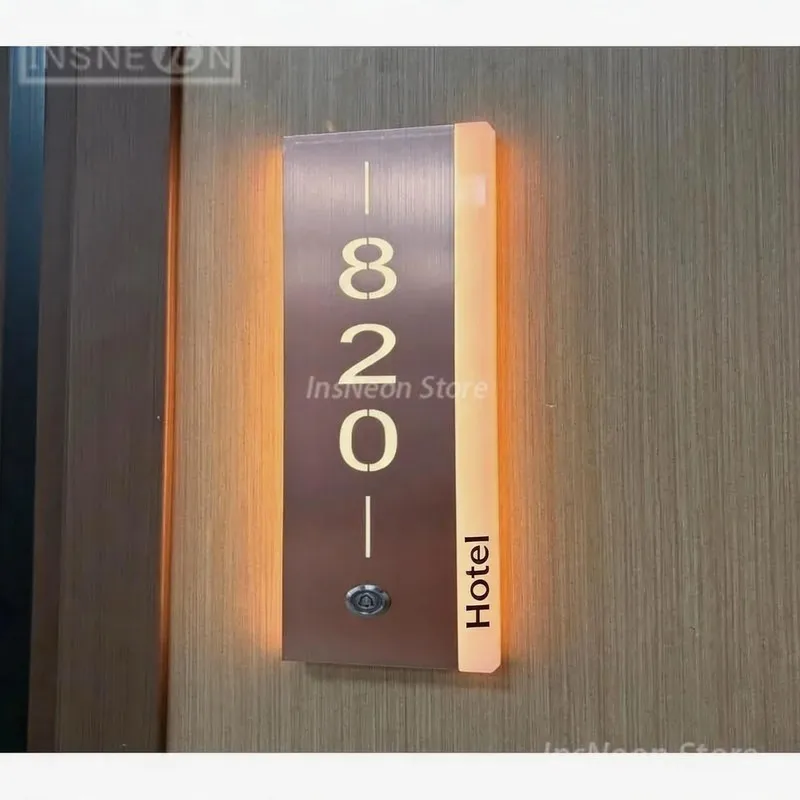 Custom Backlit LED Hotel Room Number Plate, Illuminated Door Sign, Decorative Dot LED House Number Sign for Apartment