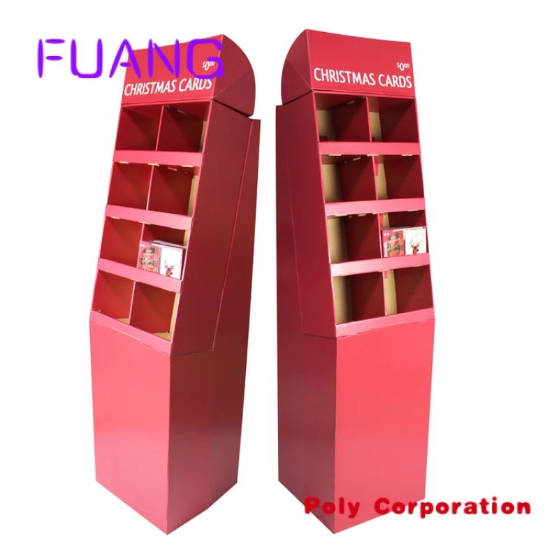 

Custom Advertising brochure paper store display rack stand exhibition greeting card product cardboard display stand