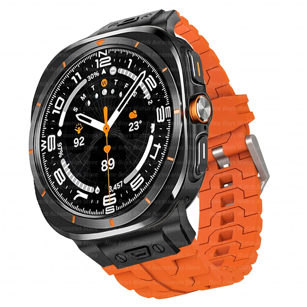 Pulseira de silicone sem lacuna para samsung galaxy watch ultra 47mm pulseira esportiva masculina para samsung galaxy 47mm pulseira de extremidade curvada ultra