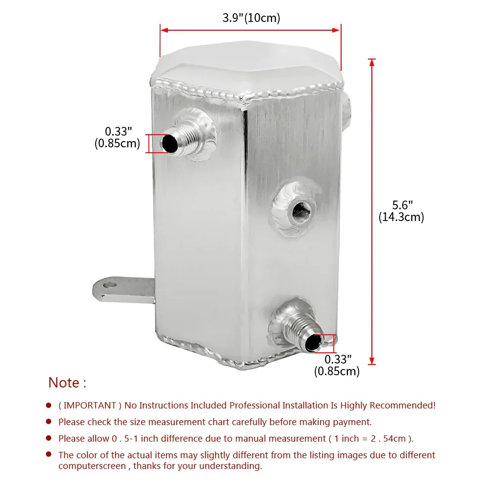 Aluminum Square 1L Universal Oil Catch Can Racing Car Oil Reservoir Breather Tank Replacement Parts