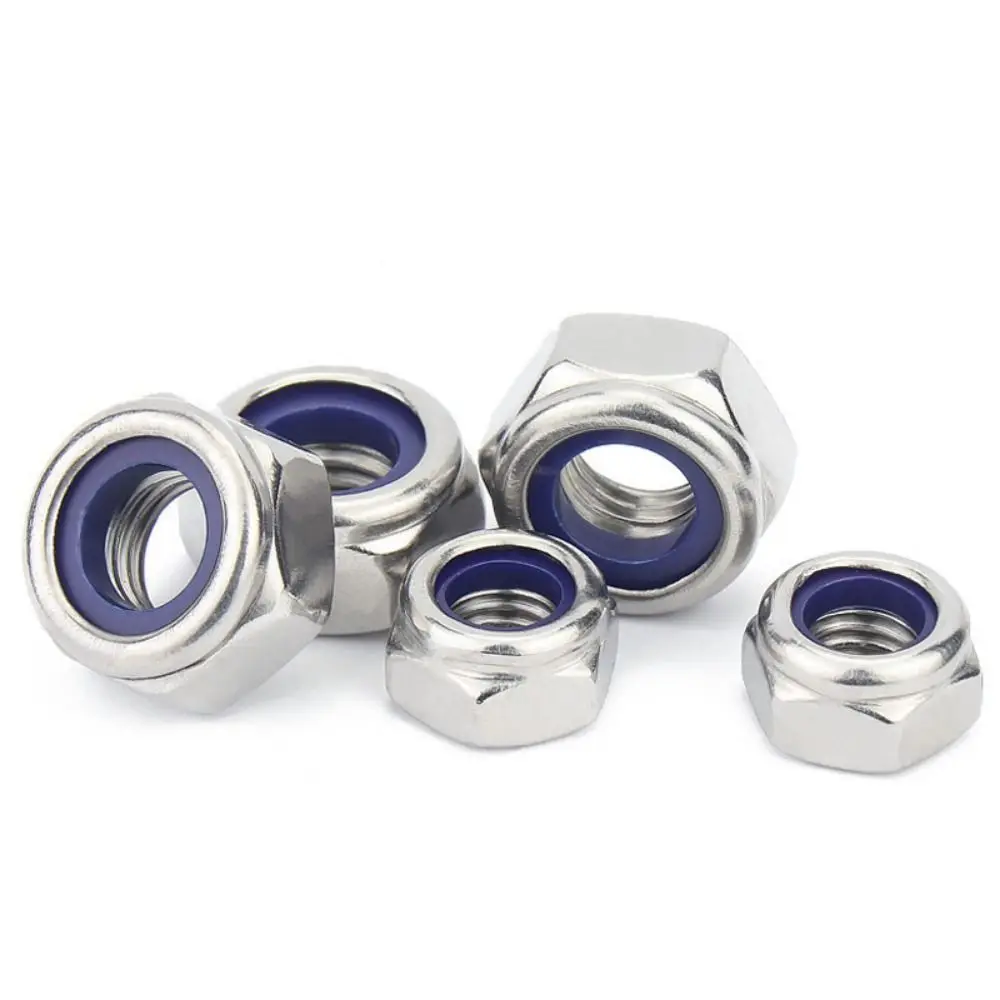 10Pcs Self-locking Nut M2 M3 M4 M5 M6 Hex Nylon Insert Lock Nut 304 Stainless Steel Locknut Fastener Hardware Accessories