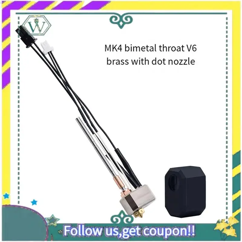 

NEW For Prusa I3 MK4 Extruder Hotend+E3DV6 Brass Nozzle 0.4Mm 24V 40W Heating Rod Kit For Prusa I3 3D Printer Accessories