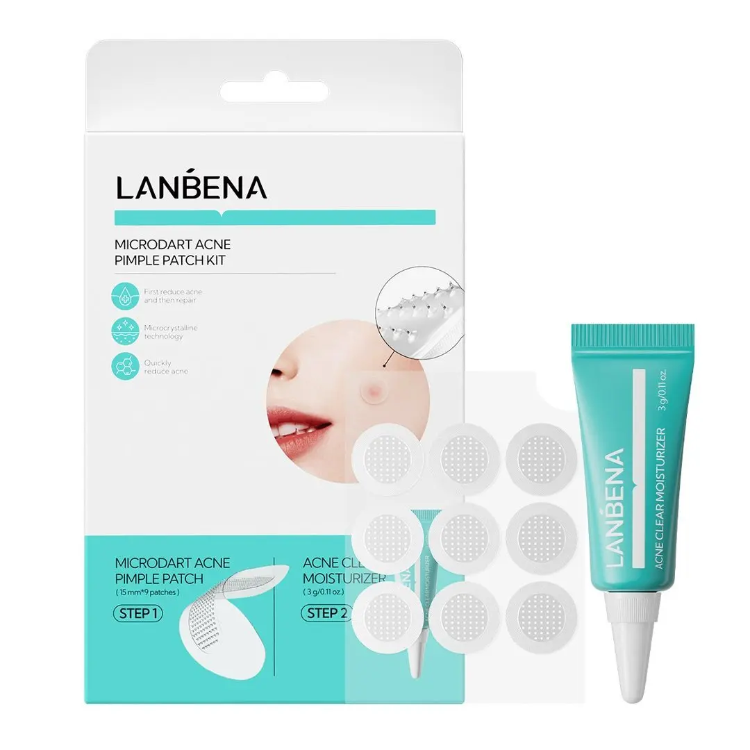 

LANBENA Набор для ухода за кожей лица: 9 патчей с микроиглами от акне + 3г восстанавливающий гель для снятия воспалений, успокоения и контроля жирности кожи, склонной к акне