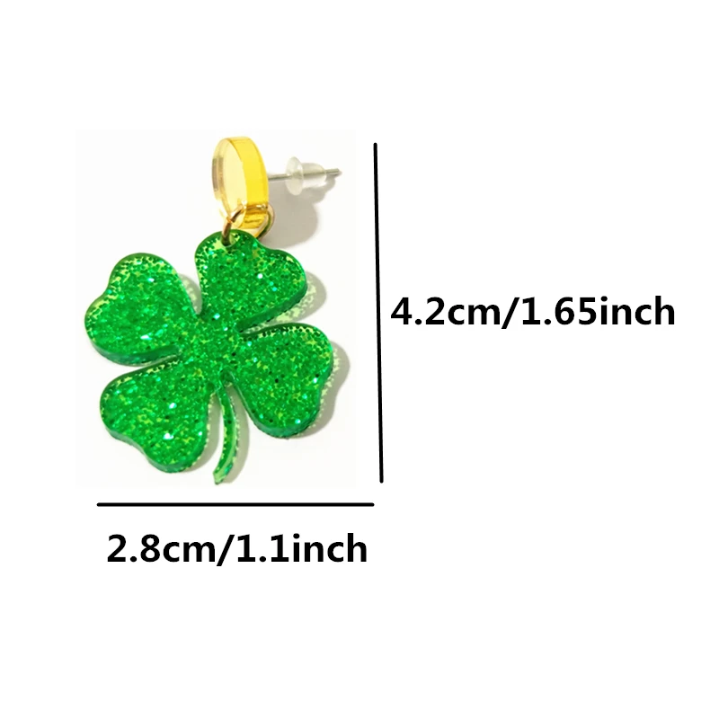 New Glitter Acrylic Cute Four-leaf Clover Drop Earrings for Women Trendy Jewelry Fashion Accessories