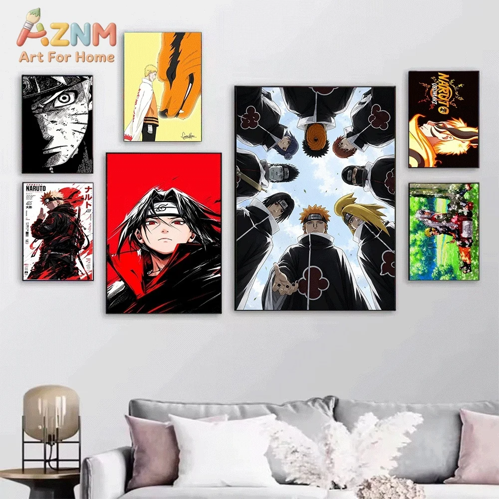 AZNM Naruto Sage Mode Eyes Comic Style Canvas Wall Print, Japanese Anime Ninja Character Art Poster, Unframed Canvas Painting