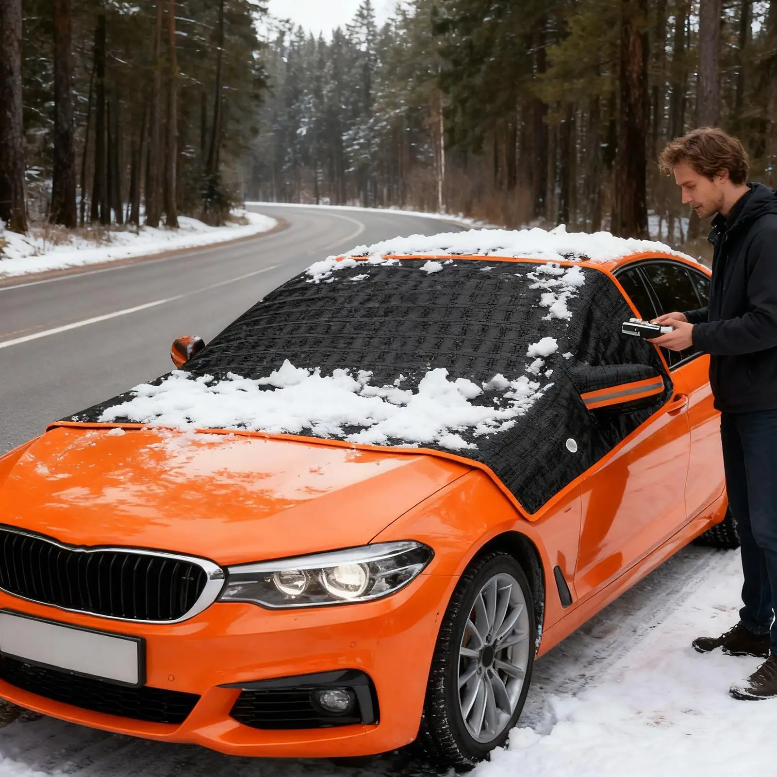 Magnetic Snow Cover For Car Windshield Heavy Duty Sunshade Protector Guard With Strap Car Windshield Cover For Snow For