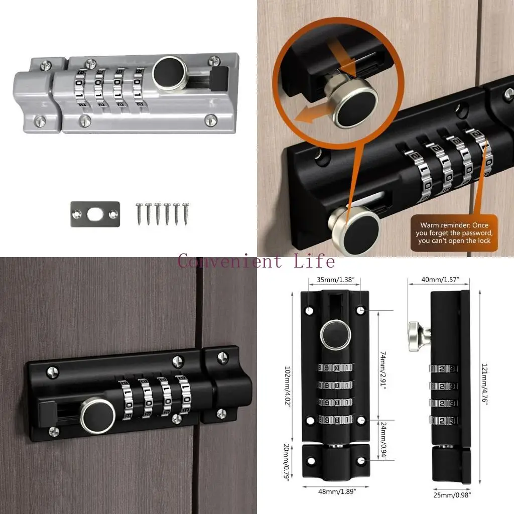 

L1EE Heavy Duty Anti-theft Security Door Lock Mechanical Password Lock Thicken Slide Latches Lock for Door Window Cabinet