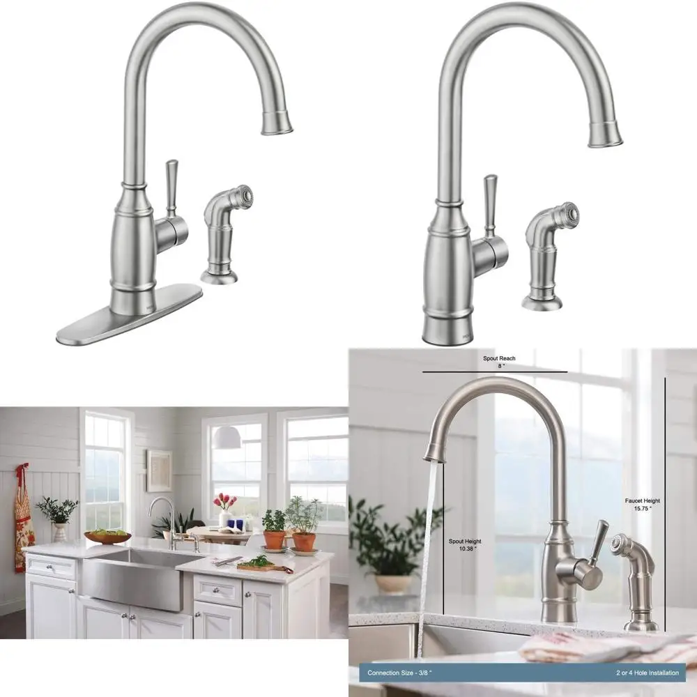 

Стандартный кухонный смеситель с одной ручкой и боковым распылителем, точечная нержавеющая сталь, длительный срок службы и простота обслуживания.