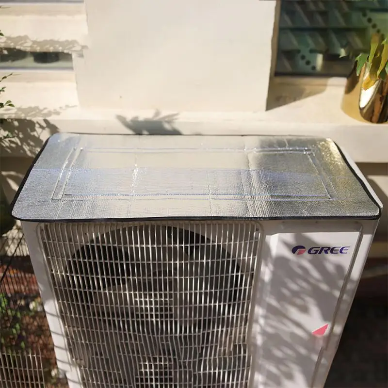 Outside AC Unit Cover Rainproof Sunproof Aluminum Foil Dustproof Air Conditioner Protector for Home Patio Use