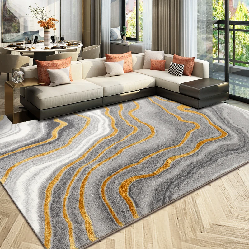 Mengwen light luxury style carpet living room coffee table carpet post-modern simple golden marble