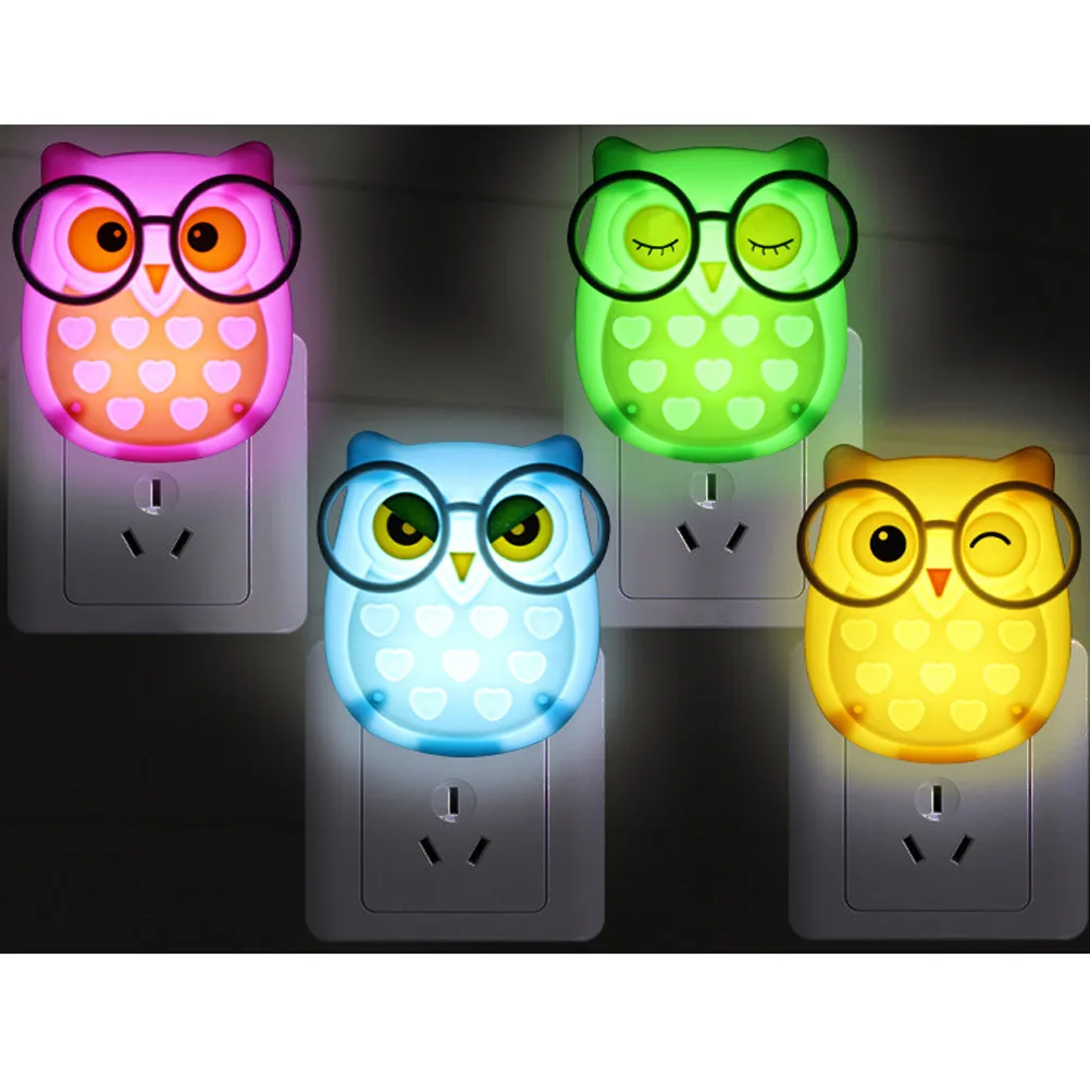 

2Pcs Owl LED Night Light Auto Sensor Mini Light Control Lamp for Bedroom Room Lighting Blue Green Us Plug