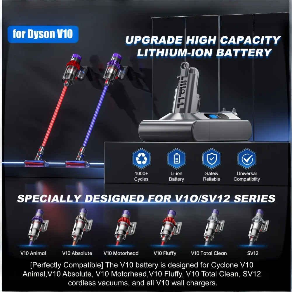 

8000mAh Suitable for Dyson V6 V7 V8 V10 V11 DC31A DC34B Series Battery SV03 DC62 SV10 SV11 SV12 SV14 SV15 Vacuum Cleaner Battery