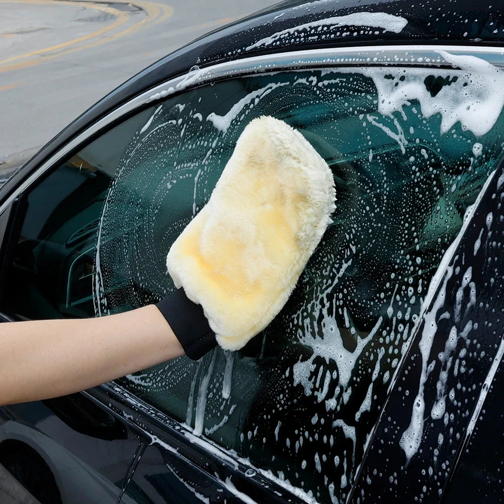 Microfiber Wool Soft Auto Car Washing Glove Cleaning Car Cleaning gloves Mitt Motorcycle Washer Care Car paint Wash care tools view 6