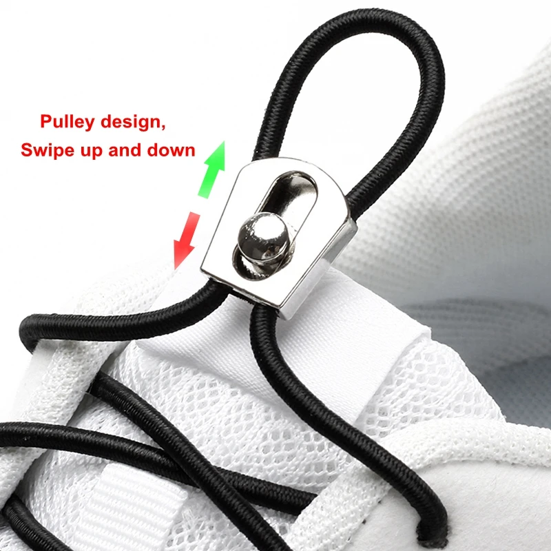 Reflective No Tie Shoelaces Elastic Round Shoelace High Quality Metal Lock Suitable For All Kinds Of Shoes Sneakers Lazy Laces