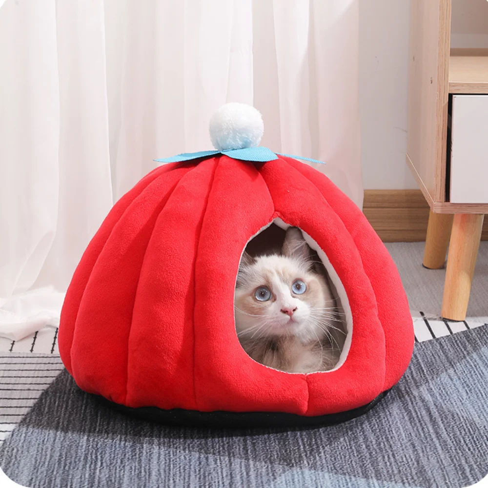 

Cat House Red Pumpkin Shaped Indoor Cat Bed Cute Pet Tent Pet Supplies Suitable for Kittens and Puppies