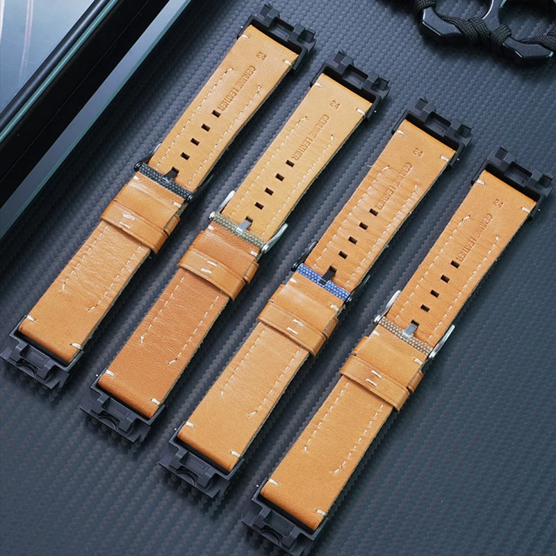 For Casio's third-generation Big Mud King GWG-B1000 sports nylon canvas watch strap with genuine leather base bracelet for men